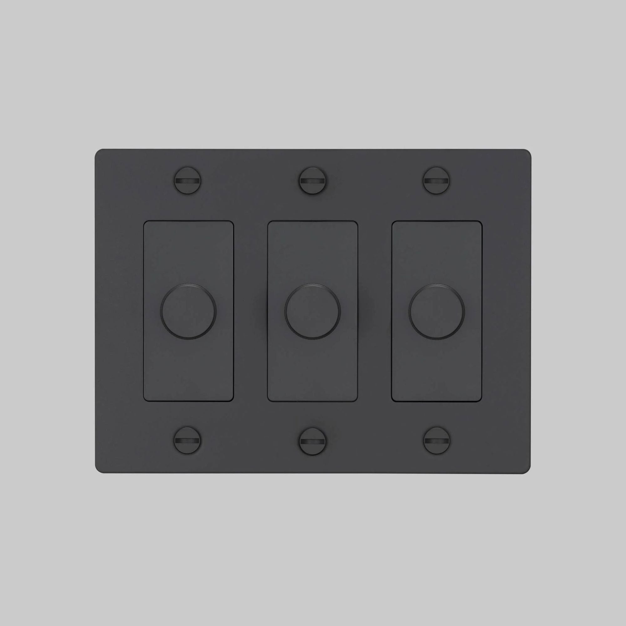 Buster + Punch NDK-024335 Cross 3-Gang LED Dimmer Without Logo, 250W, Rotary, Black