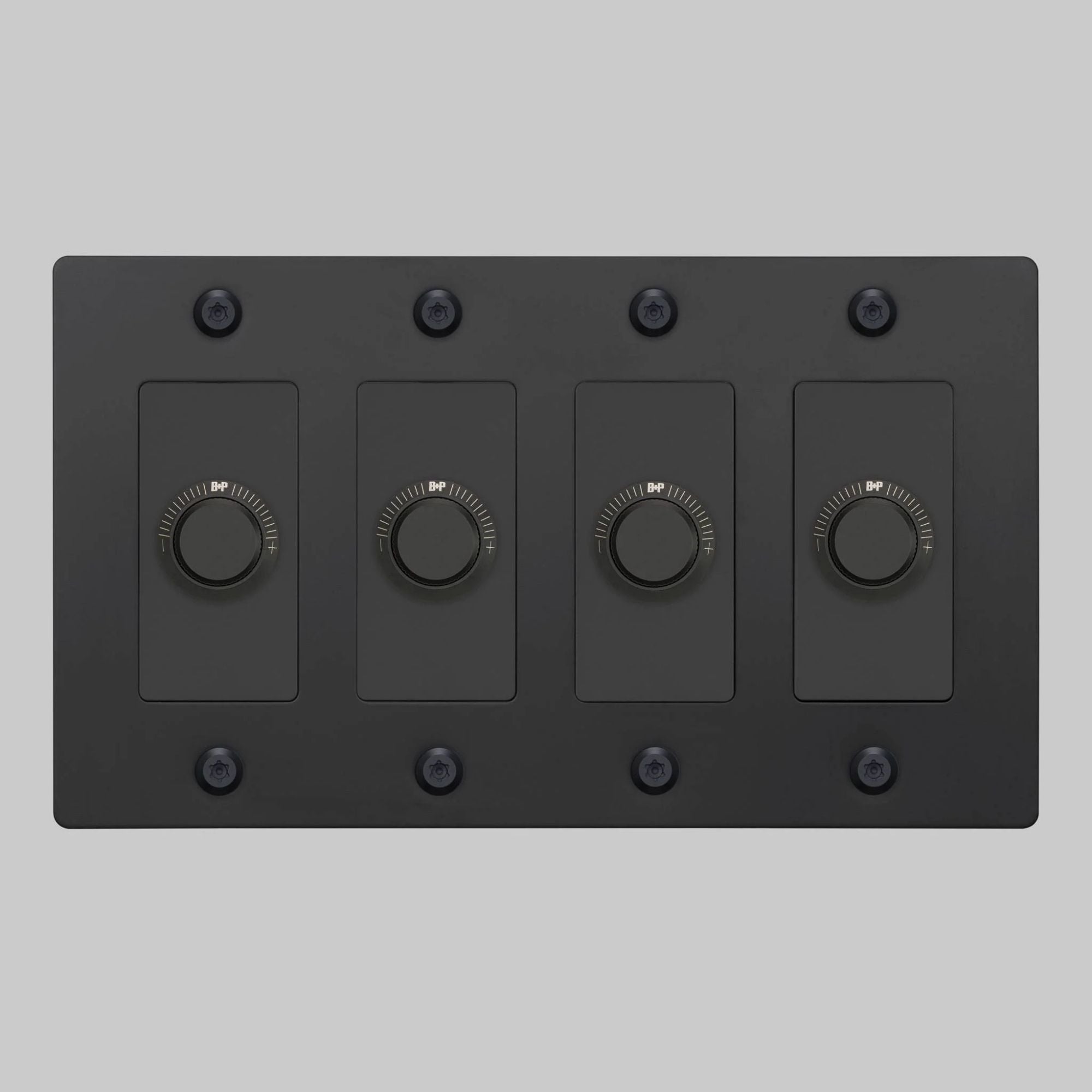 Buster + Punch NDK-024345 Linear 4-Gang LED Dimmer Without Logo, 250W, Rotary, Black