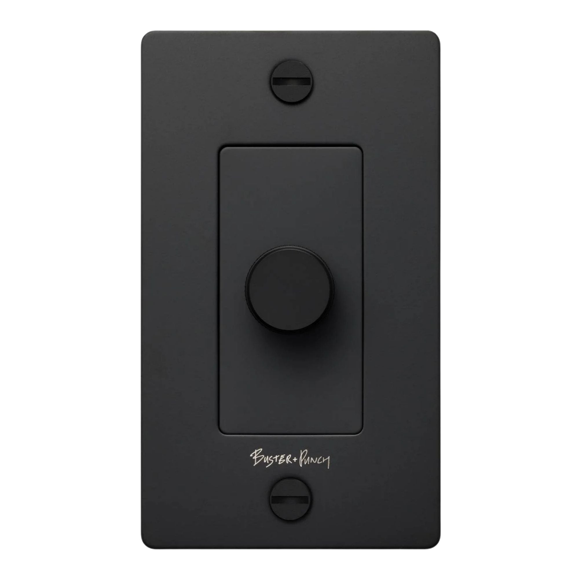Buster + Punch NDK-024350 Cross 1-Gang LED Dimmer With Logo, 250W, Rotary, Black