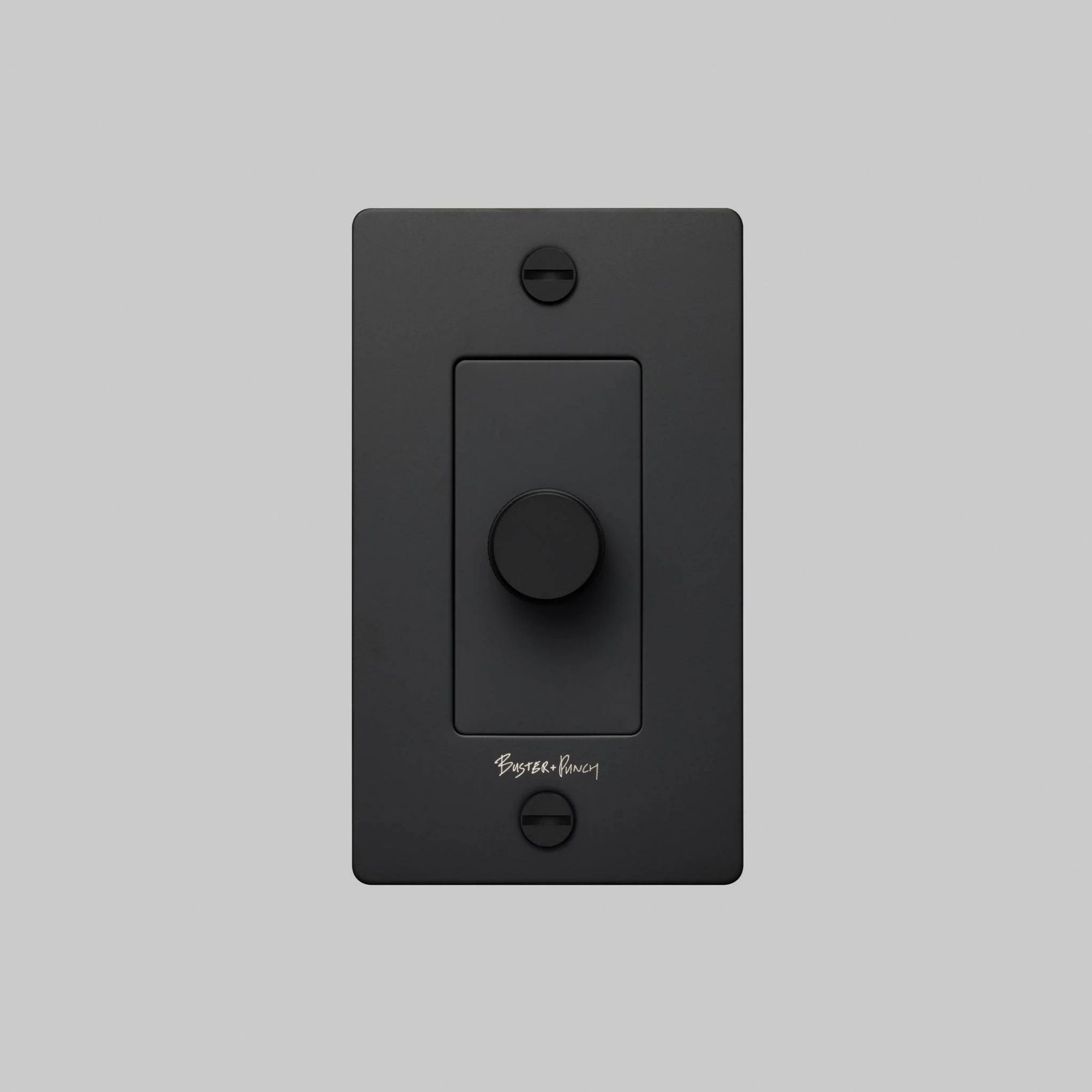 Buster + Punch NDK-024350 Cross 1-Gang LED Dimmer With Logo, 250W, Rotary, Black