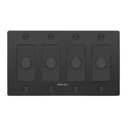 Buster + Punch NDK-024351 Cross 4-Gang LED Dimmer With Logo, 250W, Rotary, Black