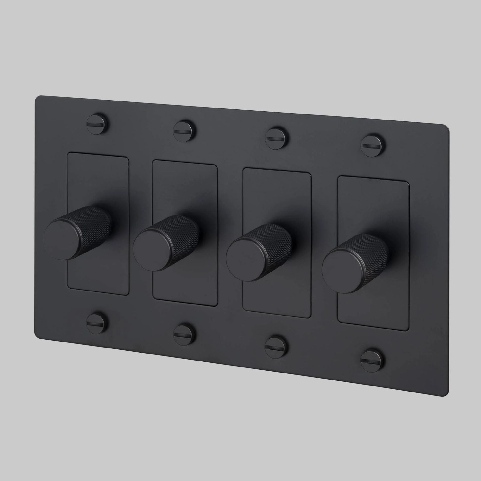 Buster + Punch NDK-024356 Cross 4-Gang LED Dimmer Without Logo, 250W, Rotary, Black