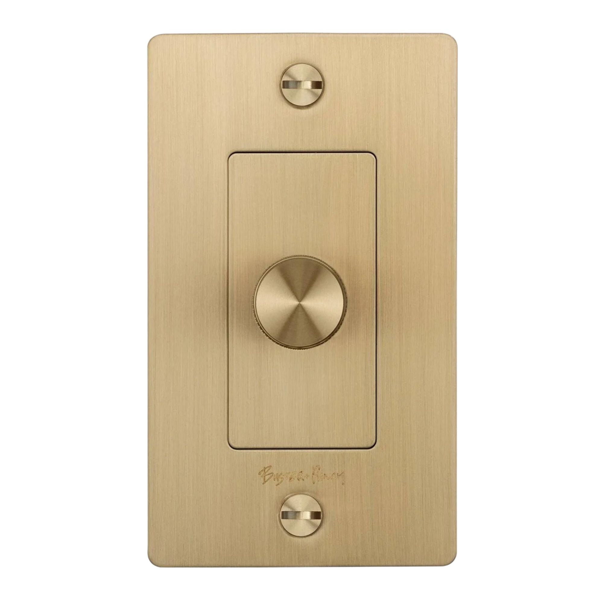 Buster + Punch NDK-054351 Cross 1-Gang LED Dimmer With Logo, 250W, Rotary, Brass