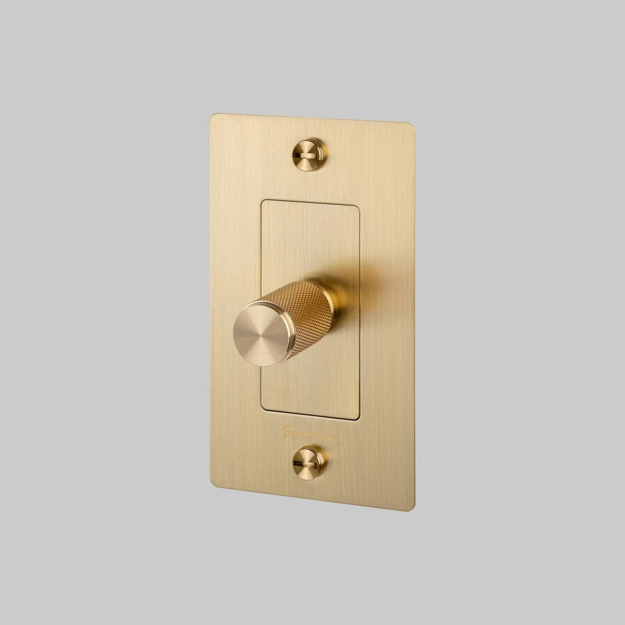 Buster + Punch NDK-054351 Cross 1-Gang LED Dimmer With Logo, 250W, Rotary, Brass