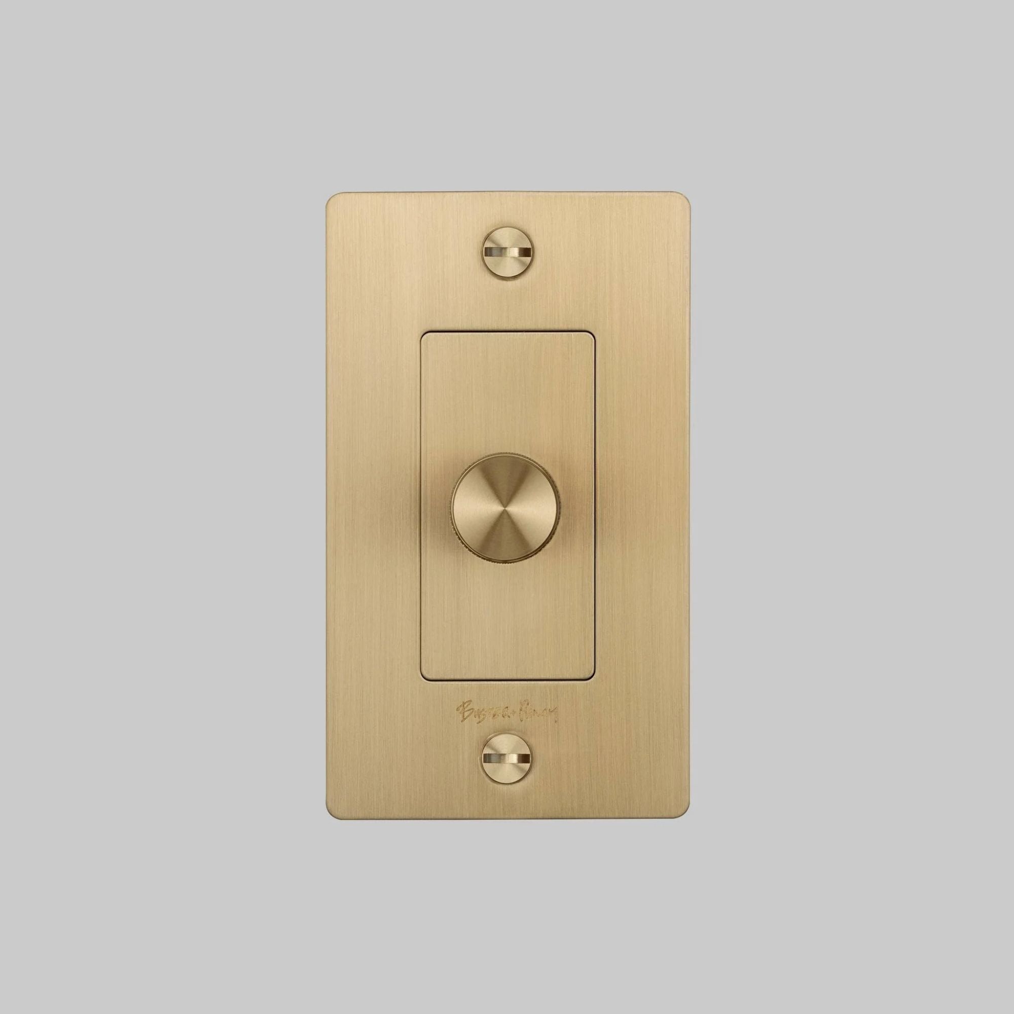 Buster + Punch NDK-054351 Cross 1-Gang LED Dimmer With Logo, 250W, Rotary, Brass