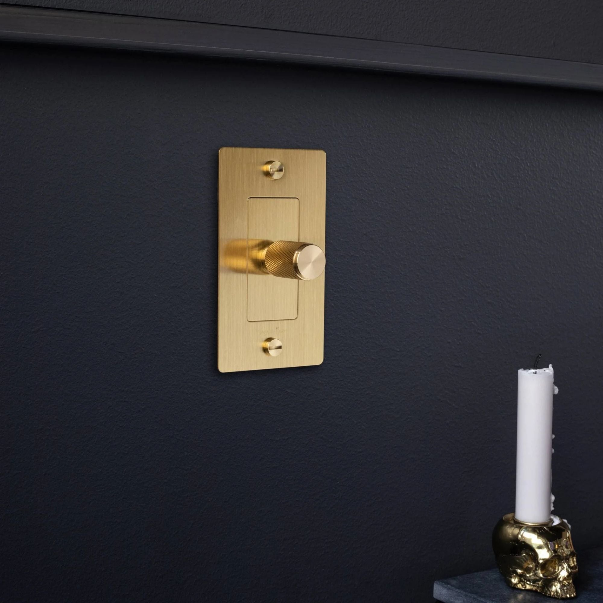Buster + Punch NDK-054356 Cross 1-Gang LED Dimmer Without Logo, 250W, Rotary, Brass