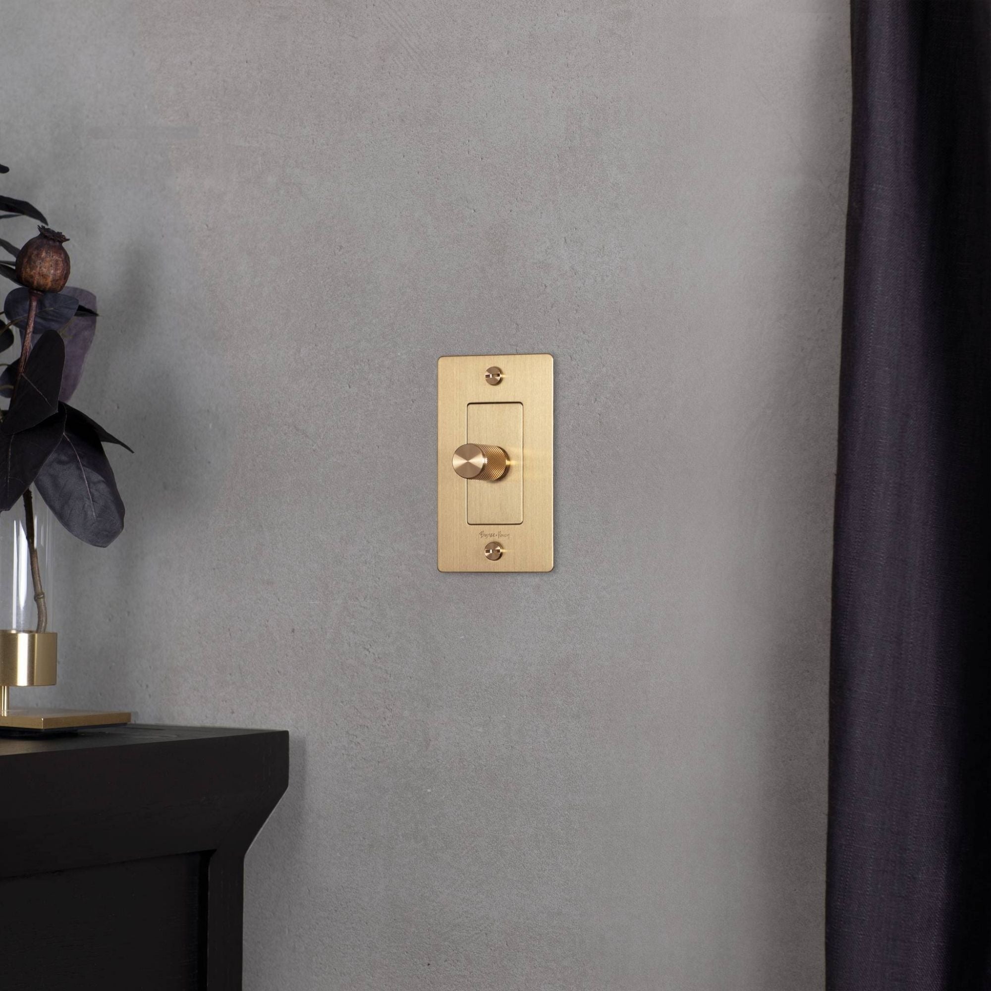 Buster + Punch NDK-054356 Cross 1-Gang LED Dimmer Without Logo, 250W, Rotary, Brass