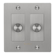 Buster + Punch NDK-074313 Cross 2-Gang LED Dimmer With Logo, 250W, Rotary, Steel