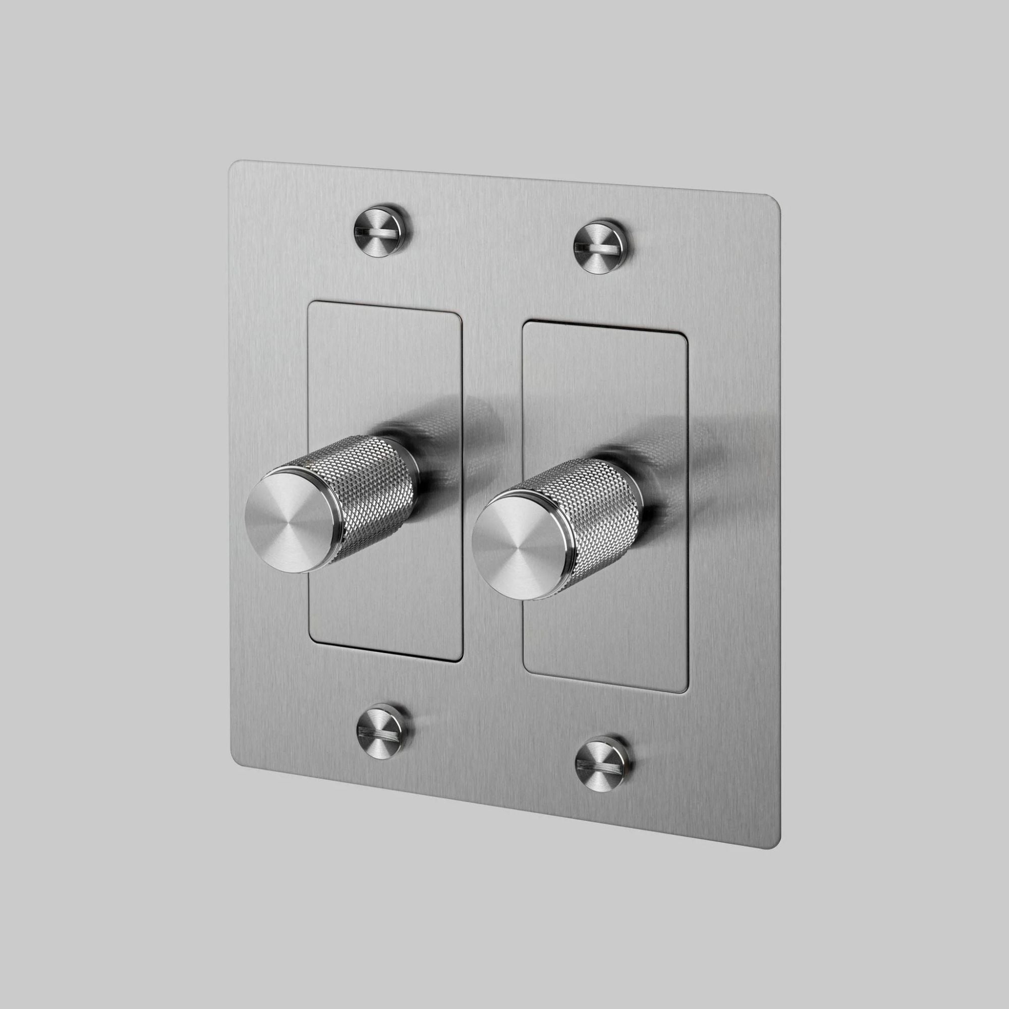 Buster + Punch NDK-074318 Cross 2-Gang LED Dimmer Without Logo, 250W, Rotary, Steel