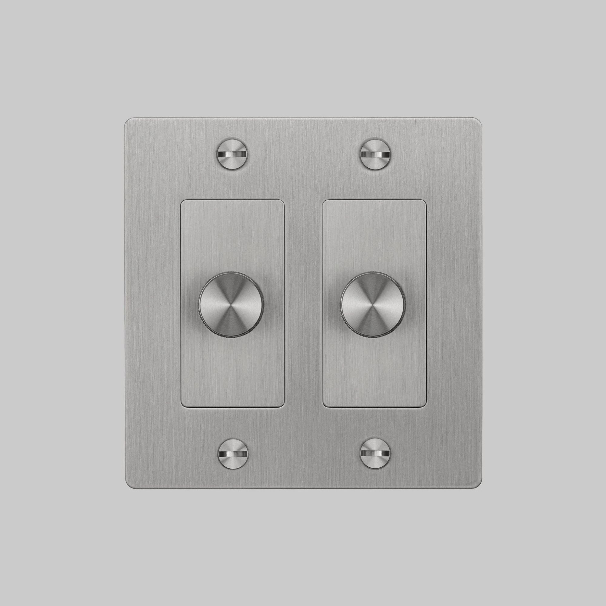 Buster + Punch NDK-074318 Cross 2-Gang LED Dimmer Without Logo, 250W, Rotary, Steel