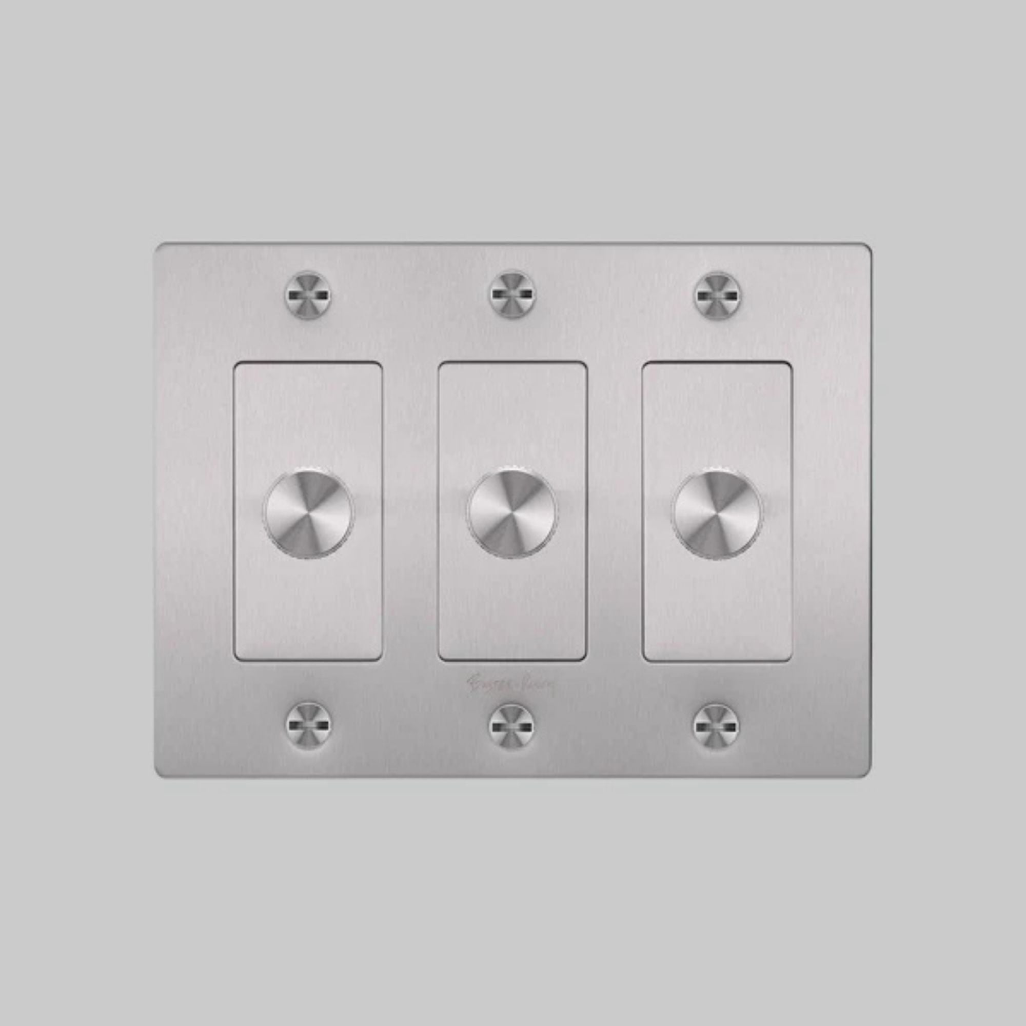 Buster + Punch NDK-074323 Linear 3-Gang LED Dimmer With Logo, 250W, Rotary, Steel