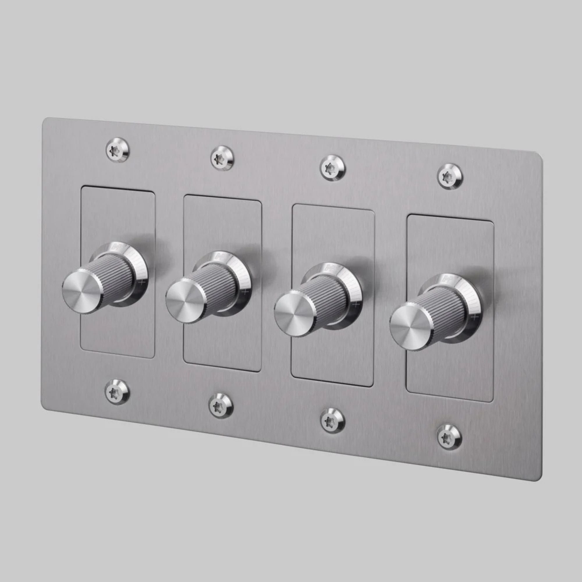 Buster + Punch NDK-074348 Linear 4-Gang LED Dimmer Without Logo, 250W, Rotary, Steel