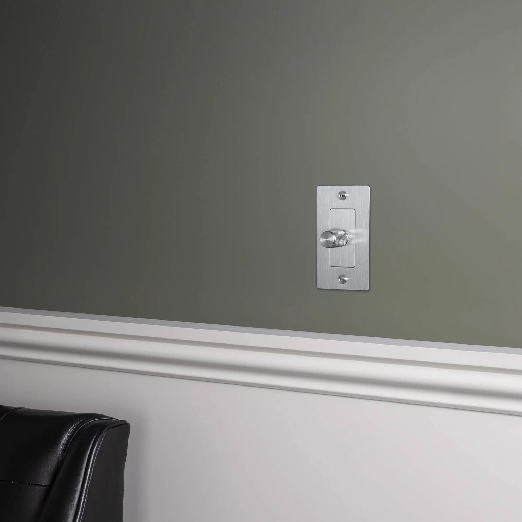 Buster + Punch NDK-074353 Cross 1-Gang LED Dimmer With Logo, 250W, Rotary, Steel
