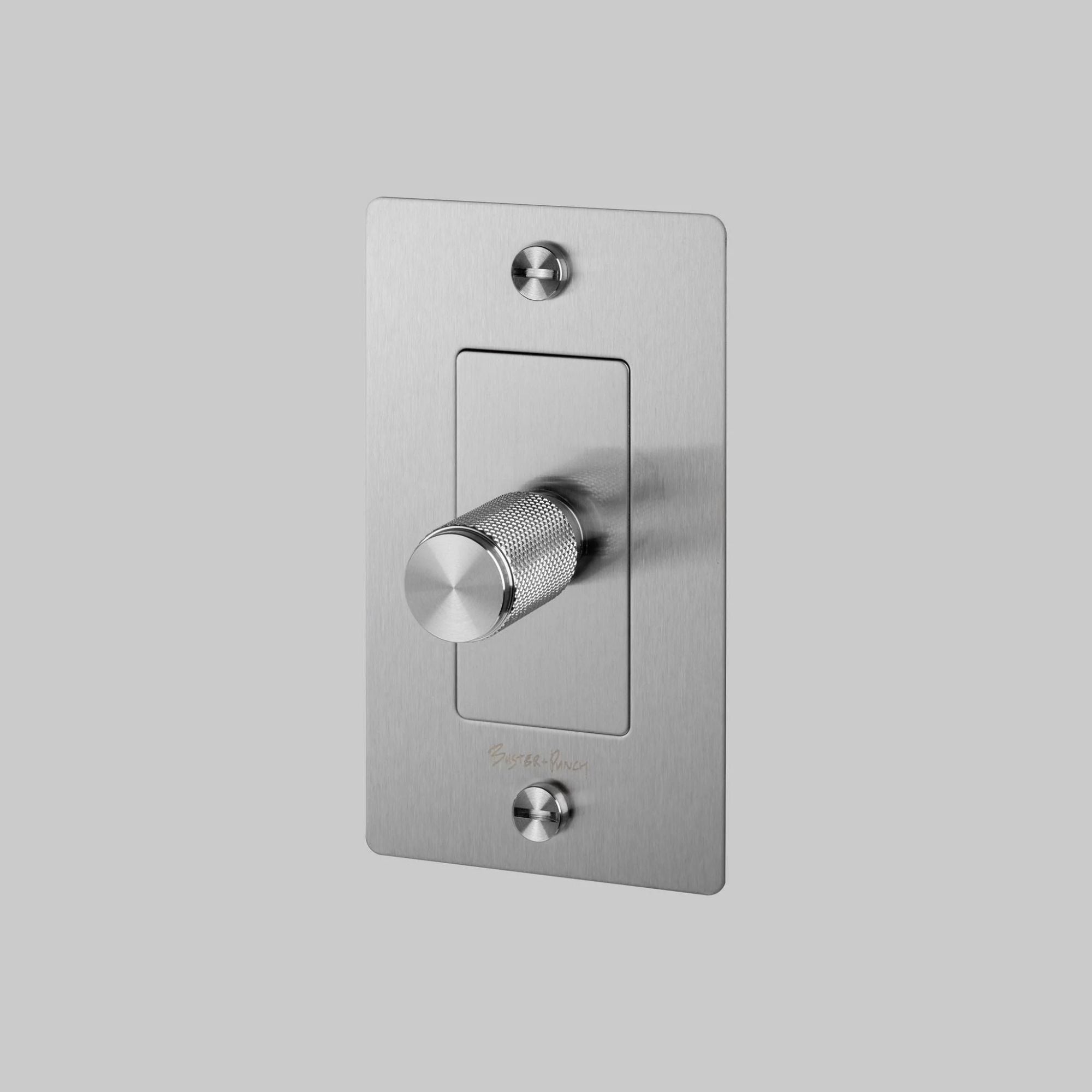 Buster + Punch NDK-074353 Cross 1-Gang LED Dimmer With Logo, 250W, Rotary, Steel