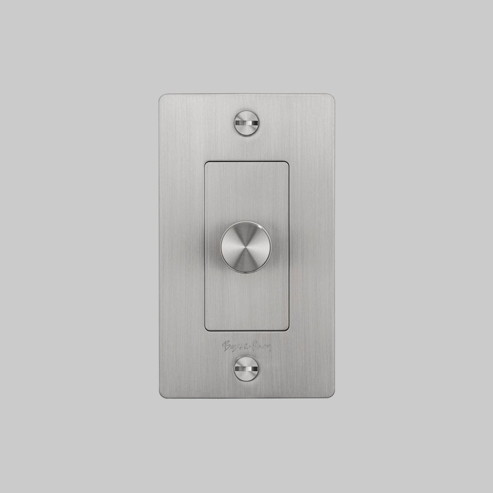 Buster + Punch NDK-074353 Cross 1-Gang LED Dimmer With Logo, 250W, Rotary, Steel