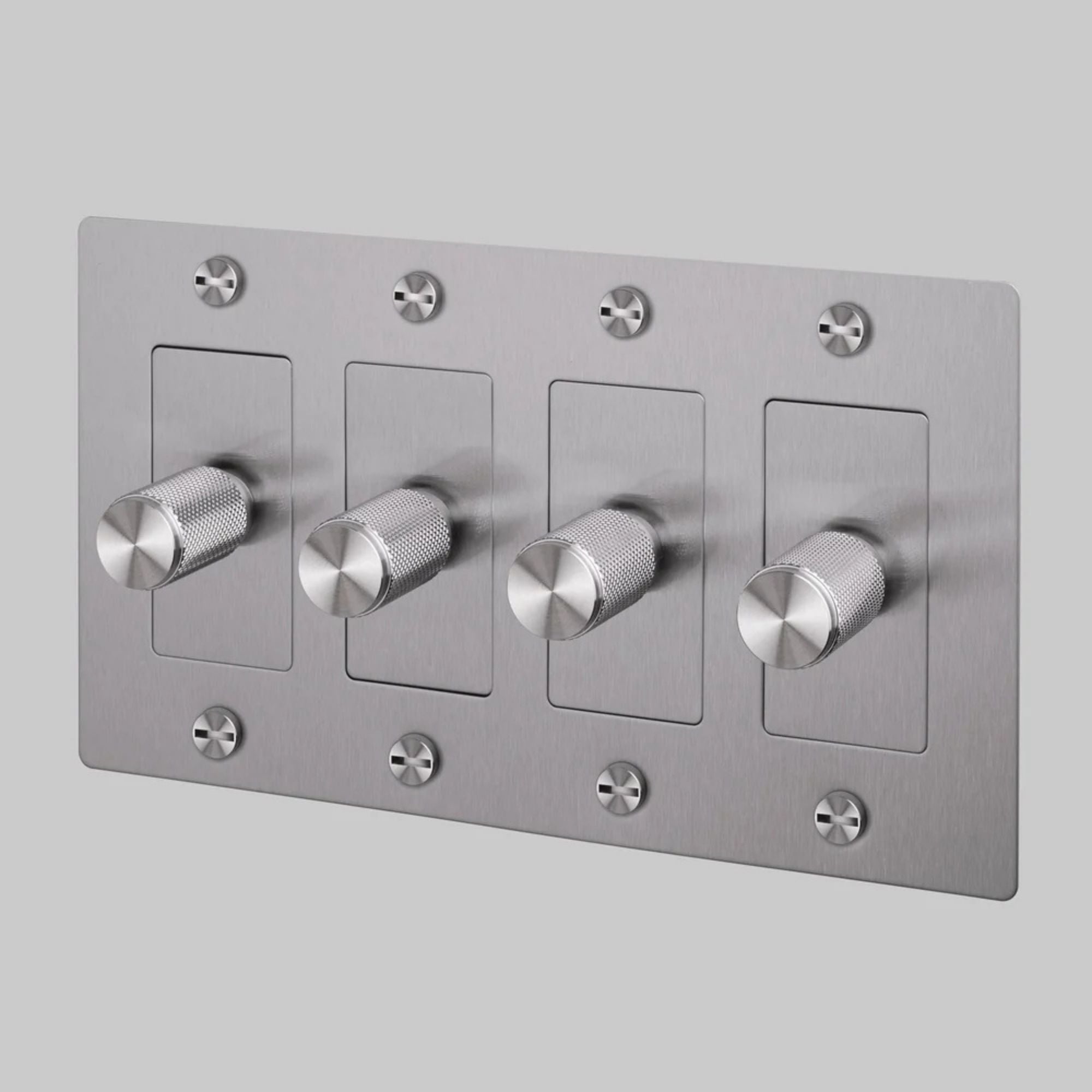 Buster + Punch NDK-074359 Cross 4-Gang LED Dimmer Without Logo, 250W, Rotary, Steel