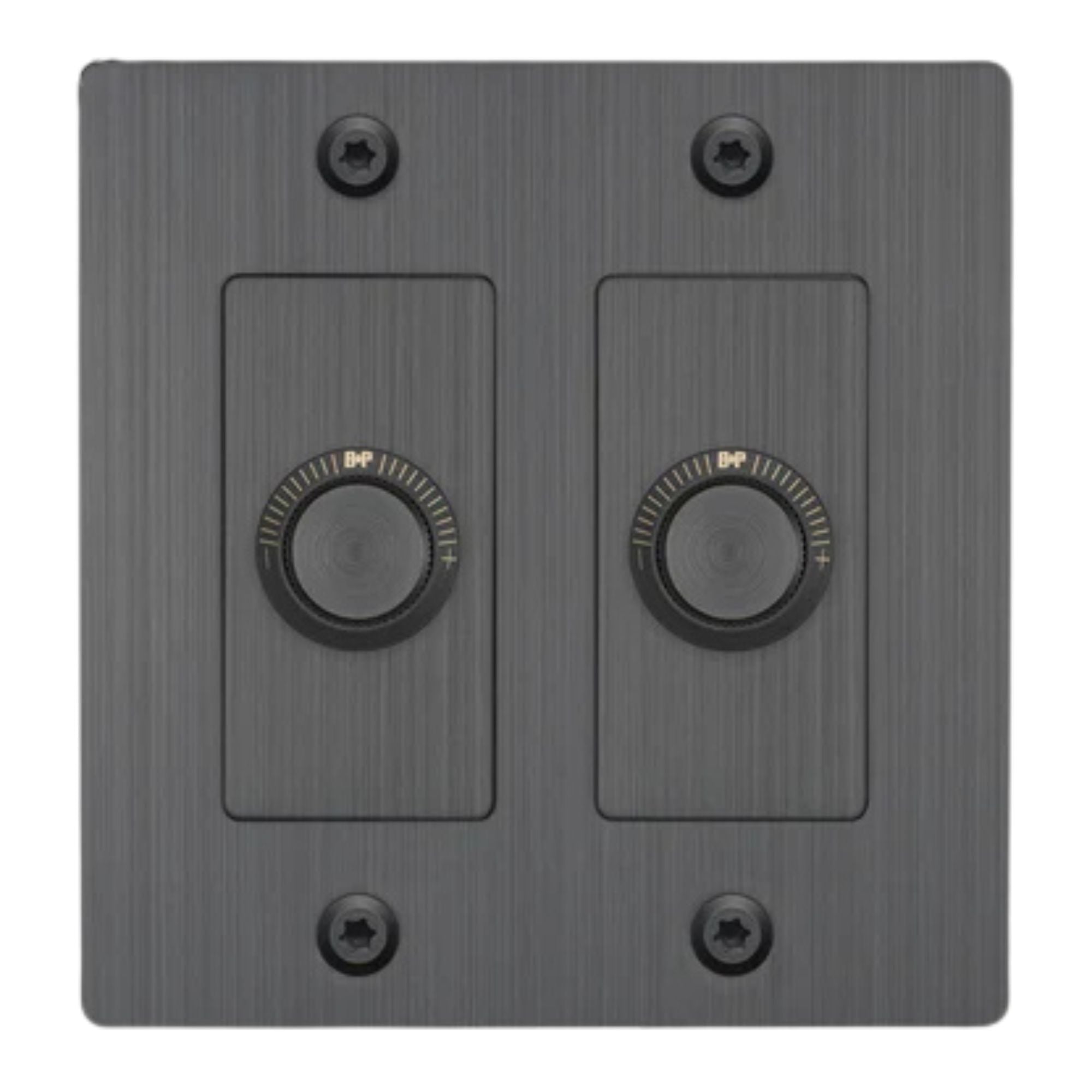 Buster + Punch NDK-094307 Linear 2-Gang LED Dimmer Without Logo, 250W, Rotary, Smoked Bronze
