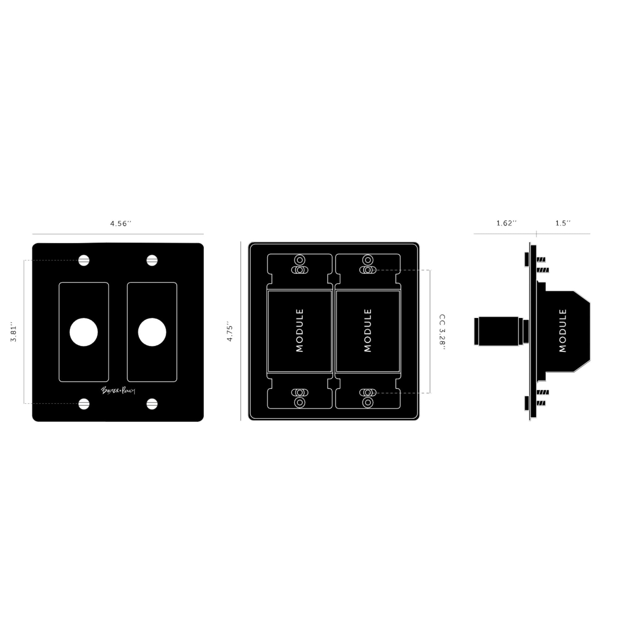 Buster + Punch NDK-094312 Cross 2-Gang LED Dimmer With Logo, 250W, Rotary, Smoked Bronze