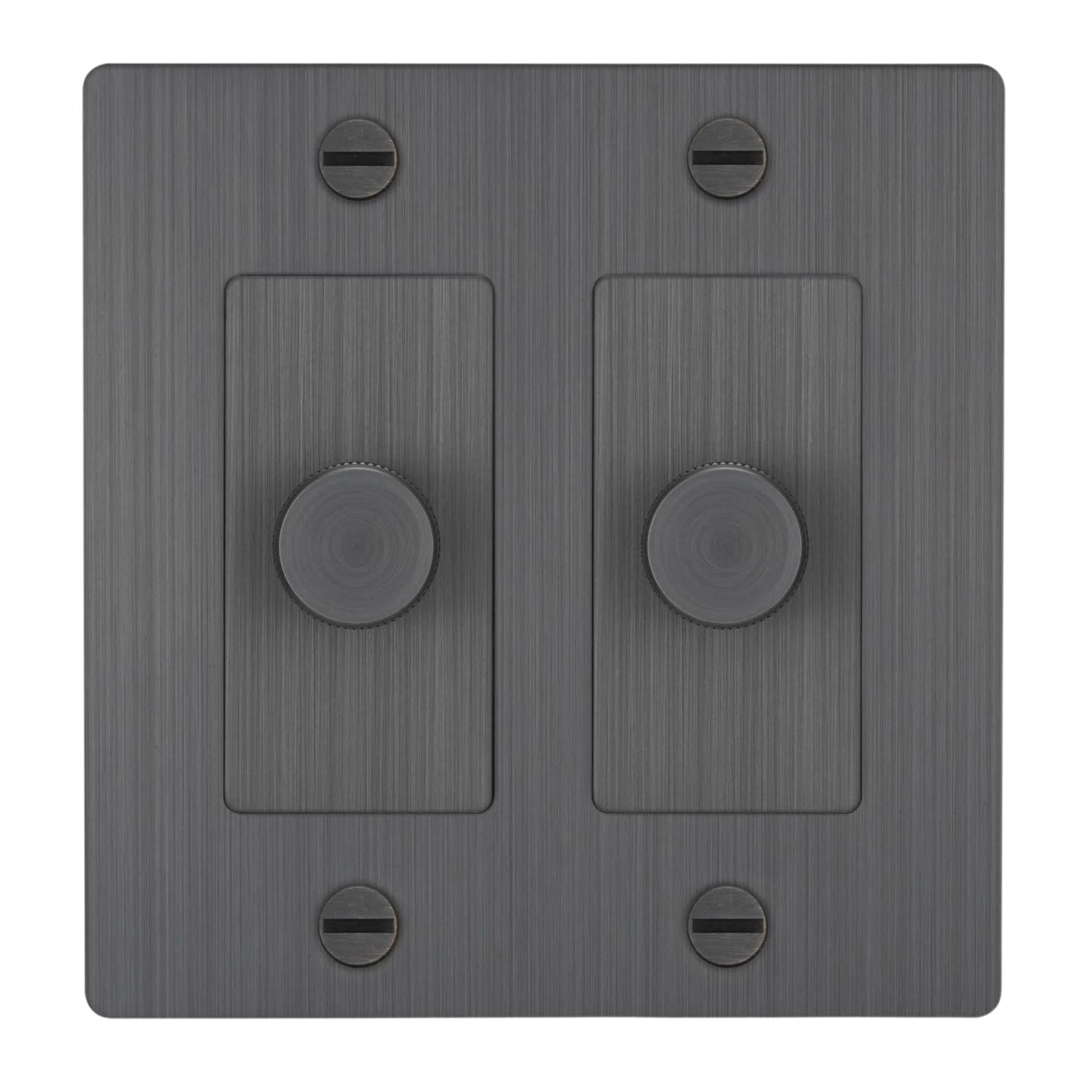 Buster + Punch NDK-094317 Cross 2-Gang LED Dimmer Without Logo, Rotary, 250W, Smoked Bronze