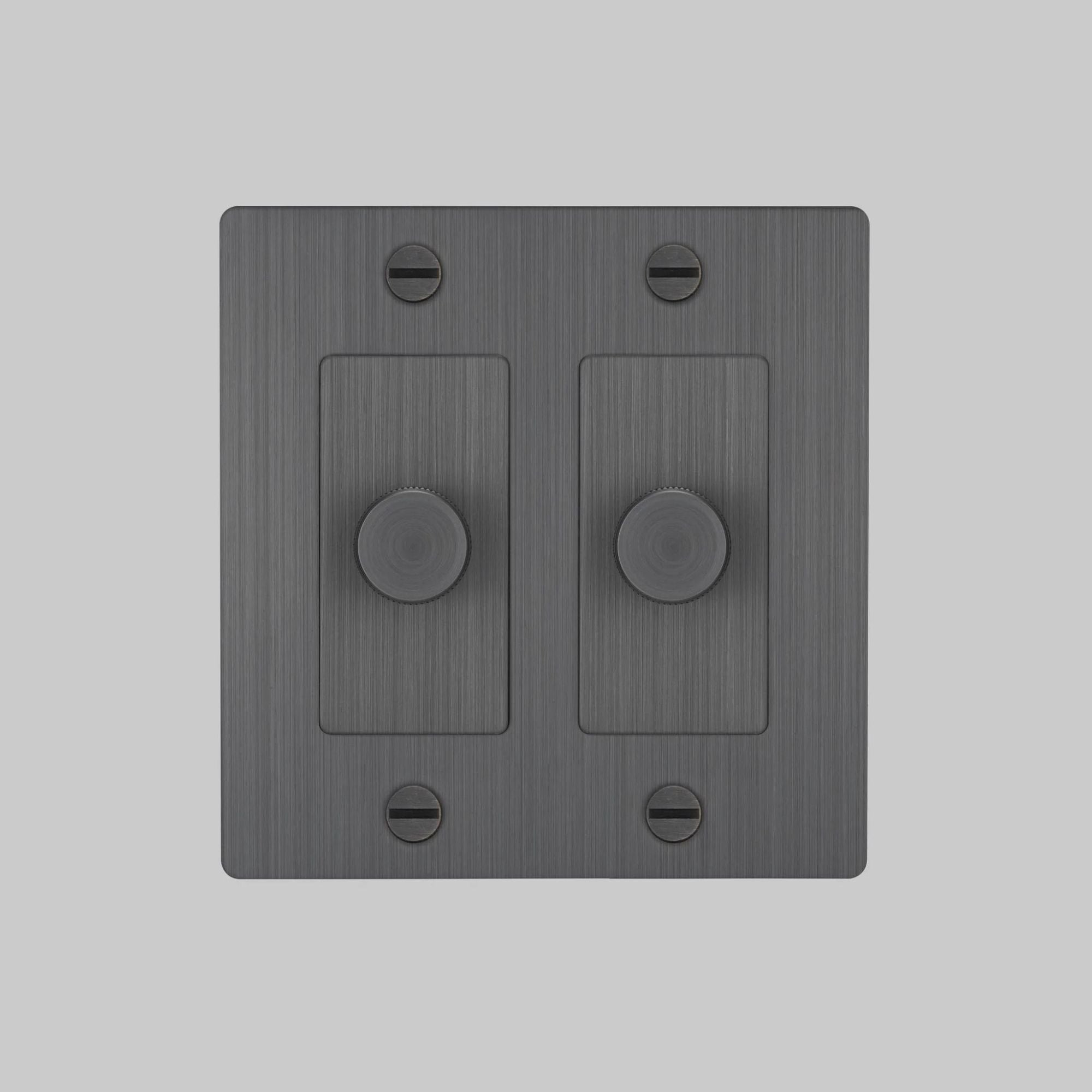 Buster + Punch NDK-094317 Cross 2-Gang LED Dimmer Without Logo, Rotary, 250W, Smoked Bronze
