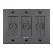 Buster + Punch NDK-094322 Linear 3-Gang LED Dimmer With Logo, 250W, Rotary, Smoked Bronze