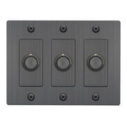 Buster + Punch NDK-094327 Linear 3-Gang LED Dimmer Without Logo, 250W, Rotary, Smoked Bronze