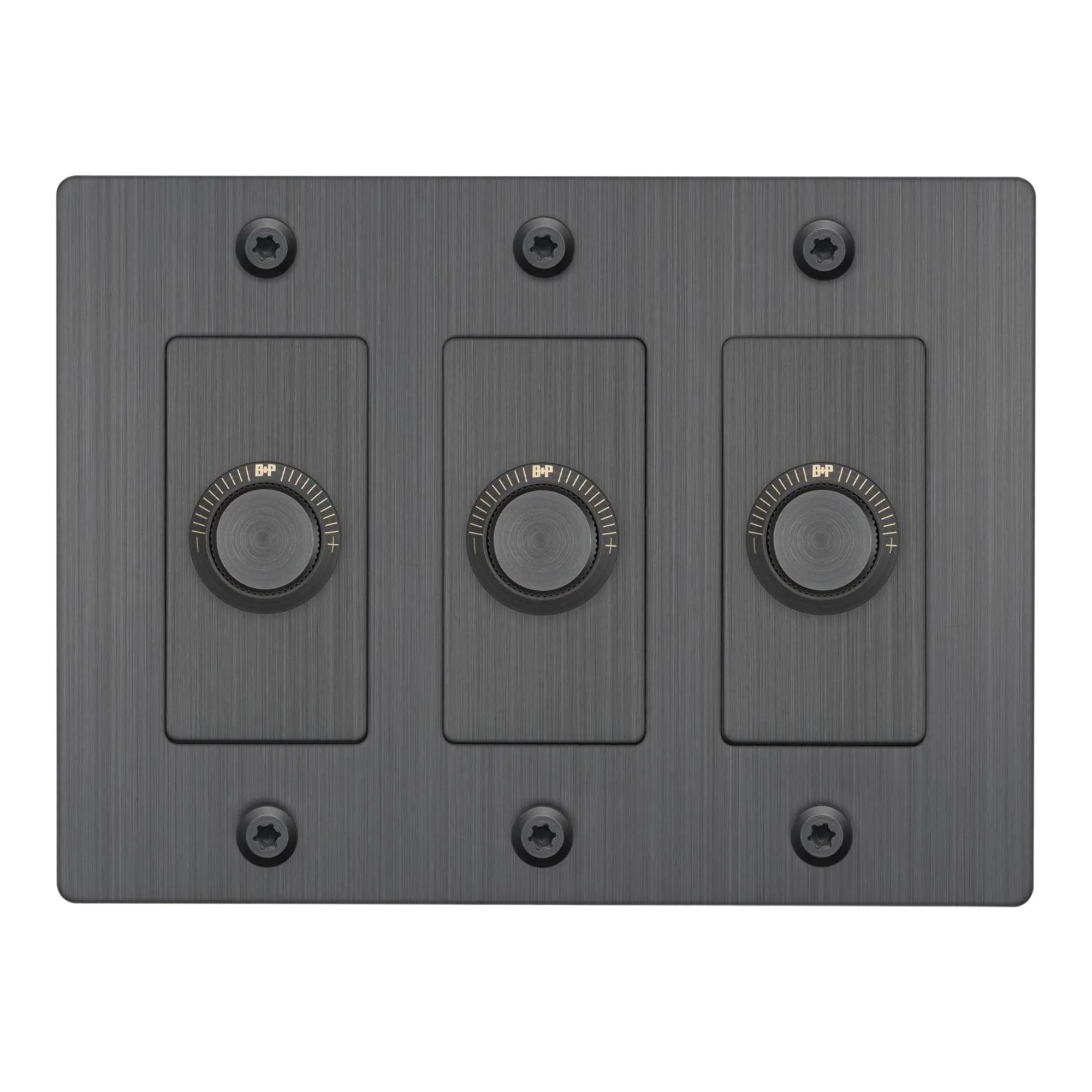 Buster + Punch NDK-094327 Linear 3-Gang LED Dimmer Without Logo, 250W, Rotary, Smoked Bronze