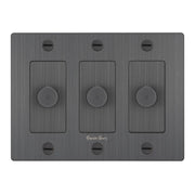 Buster + Punch NDK-094332 Cross 3-Gang LED Dimmer With Logo, 250W, Rotary, Smoked Bronze