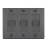 Buster + Punch NDK-094337 Cross 3-Gang LED Dimmer Without Logo, 250W, Rotary, Smoked Bronze
