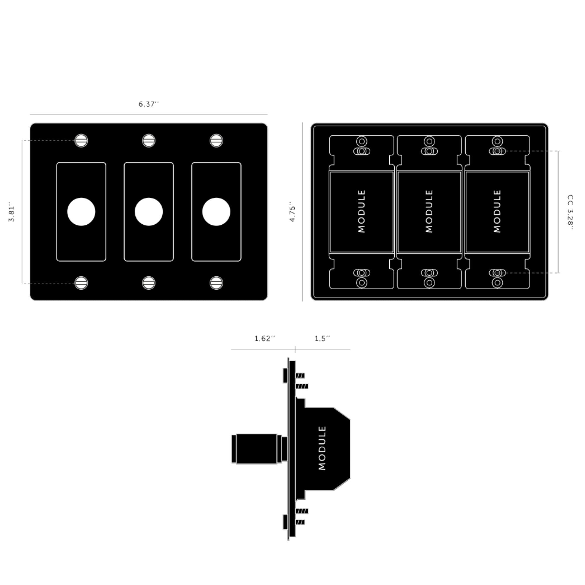 Buster + Punch NDK-094337 Cross 3-Gang LED Dimmer Without Logo, 250W, Rotary, Smoked Bronze