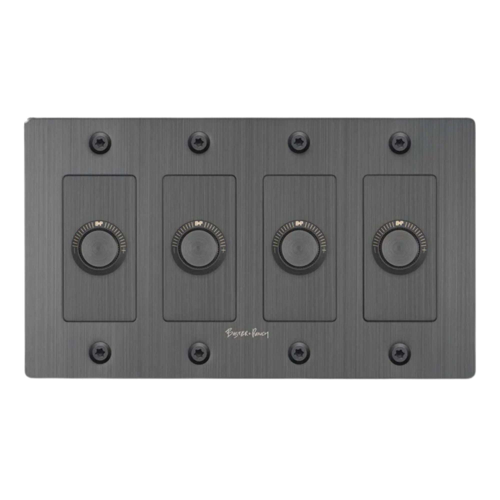 Buster + Punch NDK-094342 Linear 4-Gang LED Dimmer With Logo, Rotary, 250W, Smoked Bronze