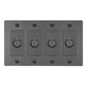Buster + Punch NDK-094347 Linear 4-Gang LED Dimmer Without Logo, 250W, Rotary, Smoked Bronze