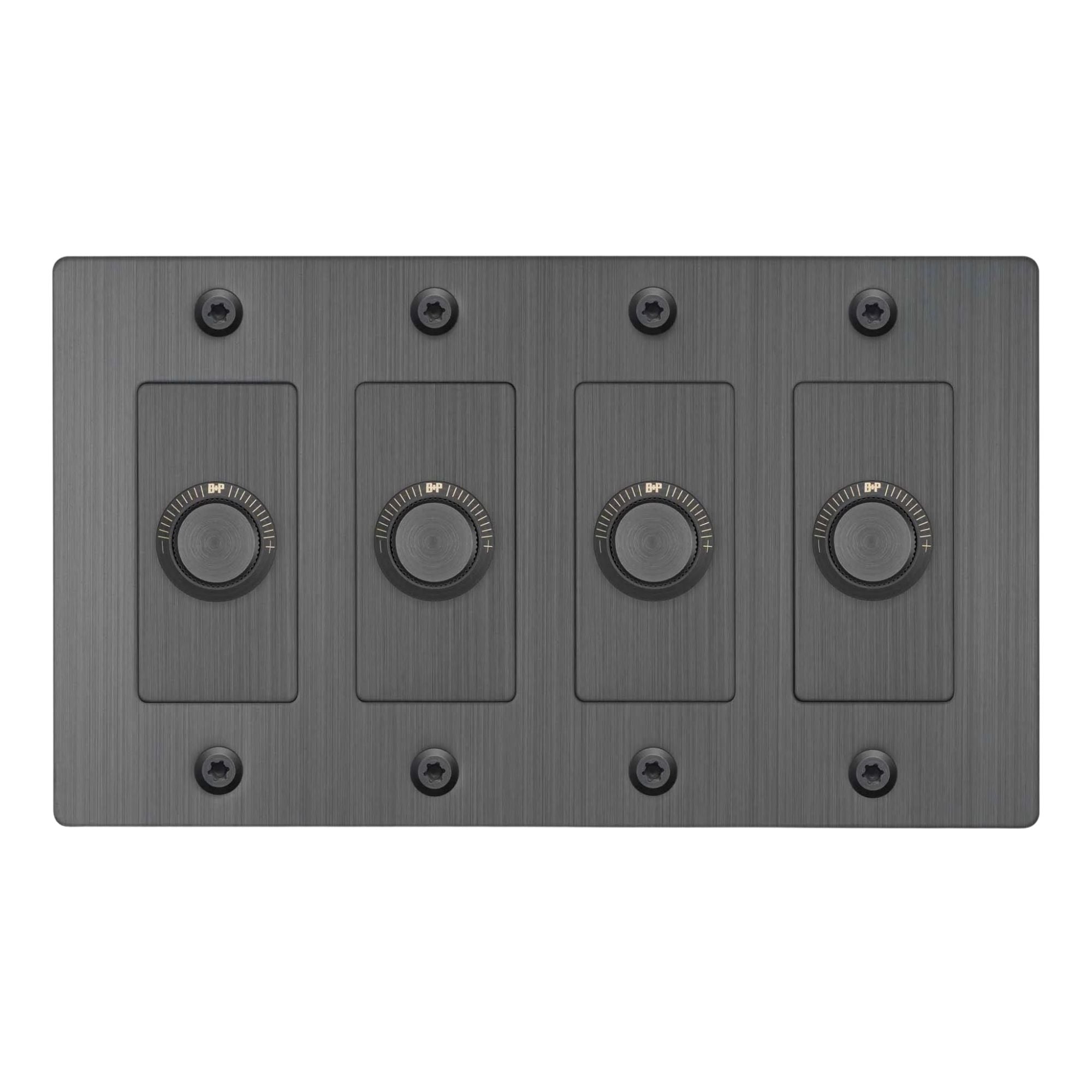 Buster + Punch NDK-094347 Linear 4-Gang LED Dimmer Without Logo, 250W, Rotary, Smoked Bronze