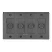 Buster + Punch NDK-094353 Cross 4-Gang LED Dimmer With Logo, 250W, Rotary, Smoked Bronze