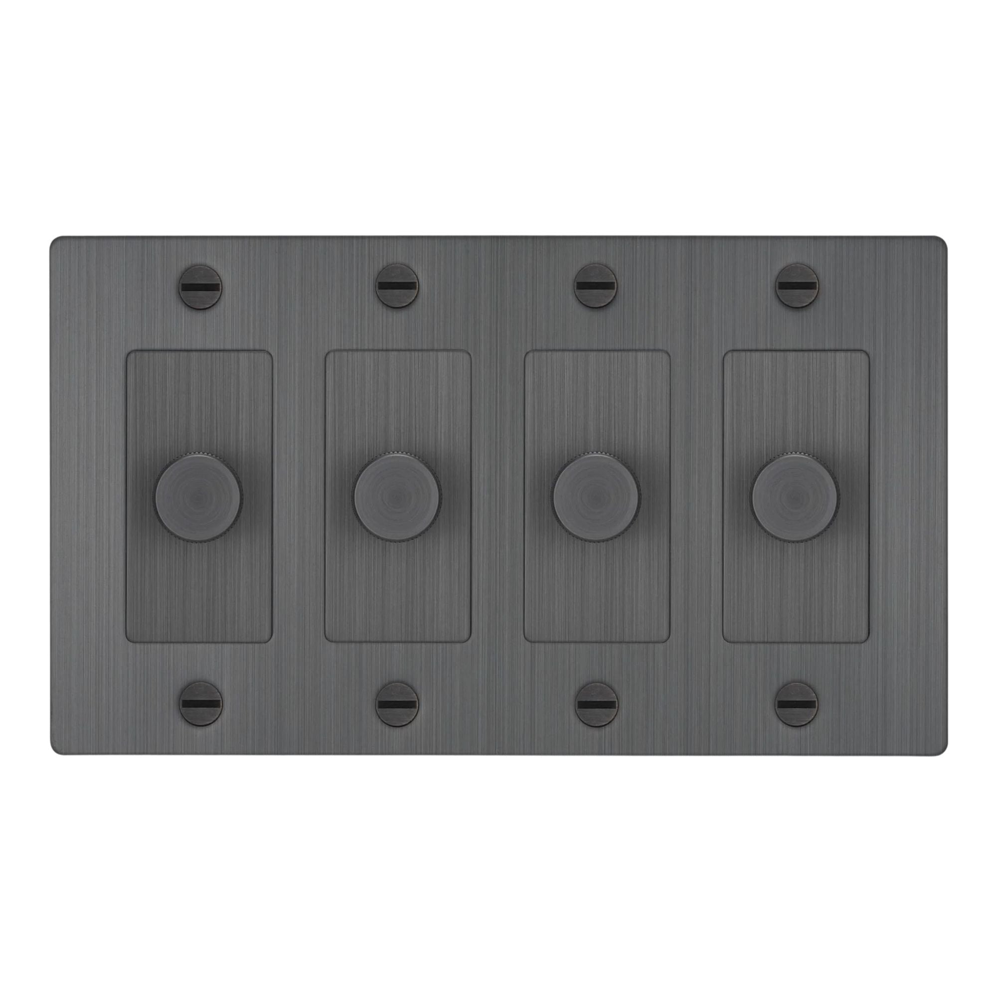 Buster + Punch NDK-094358 Cross 4-Gang LED Dimmer Without Logo, Rotary, 250W, Smoked Bronze