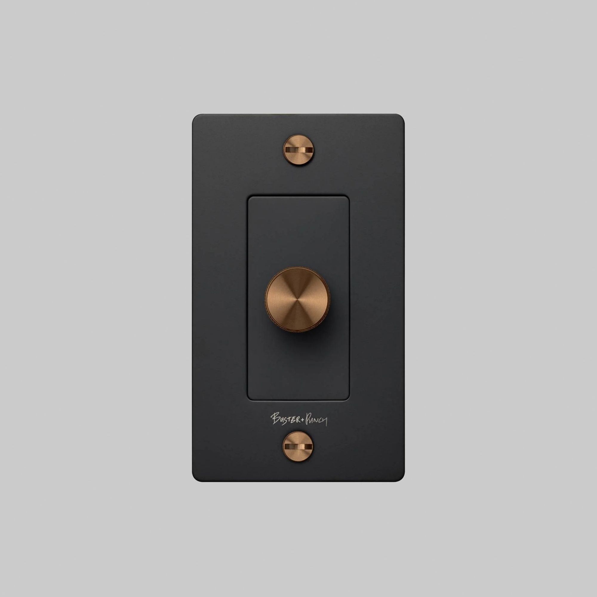 Buster + Punch NDK-134884 Cross 1-Gang LED Dimmer With Logo, 250W, Rotary, Black / Warm Sunset