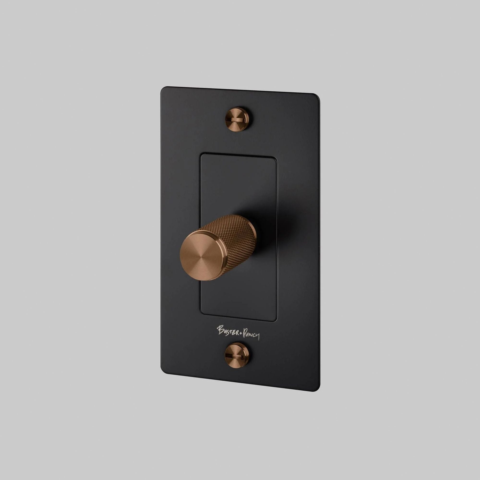 Buster + Punch NDK-134884 Cross 1-Gang LED Dimmer With Logo, 250W, Rotary, Black / Warm Sunset