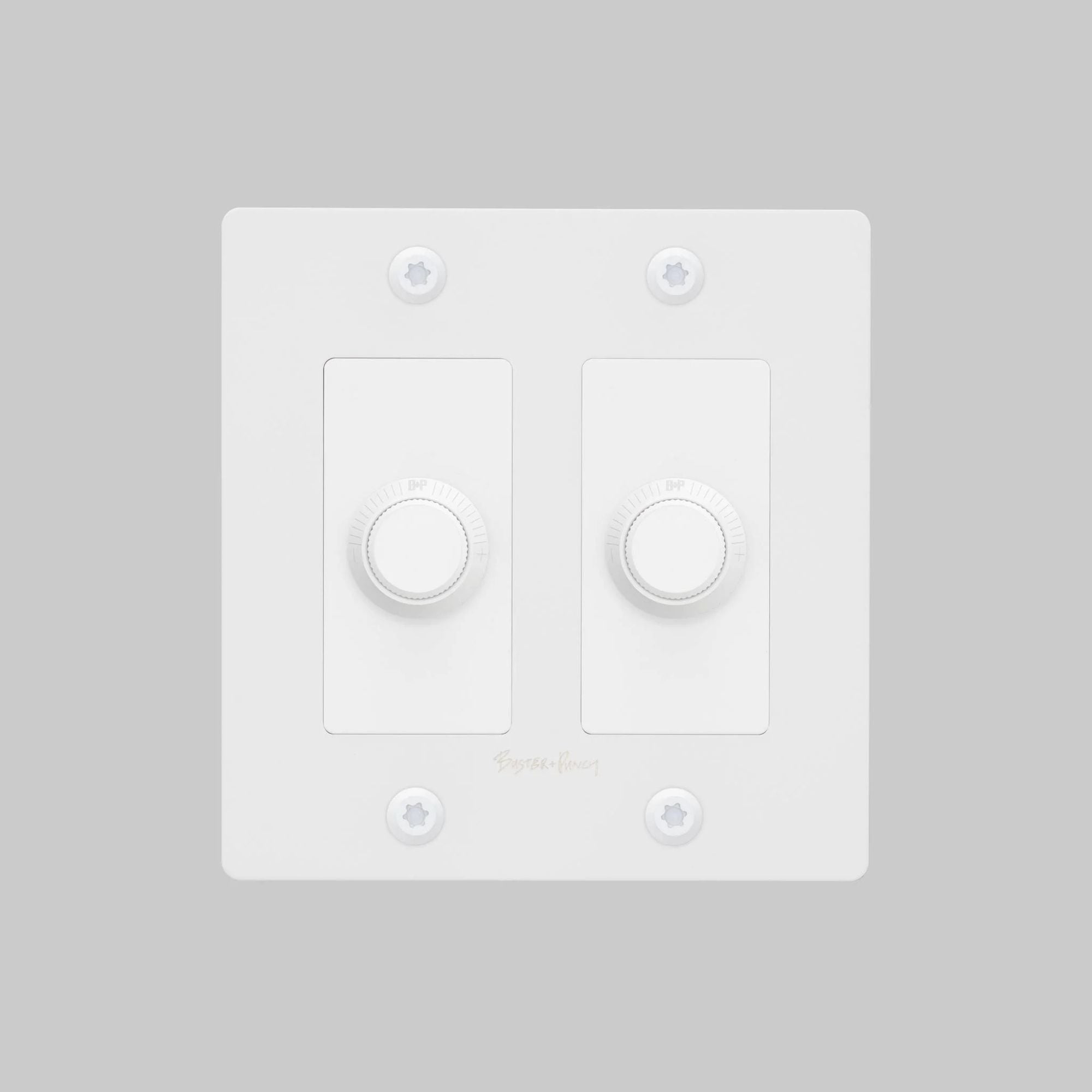 Buster + Punch NDK-144304 Linear 2-Gang LED Dimmer With Logo, 250W, Rotary, White