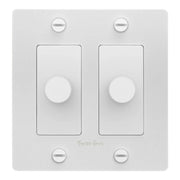 Buster + Punch NDK-144314 Cross 2-Gang LED Dimmer With Logo, 250W, Rotary, White