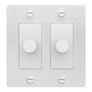 Buster + Punch NDK-144319 Cross 2-Gang LED Dimmer Without Logo, 250W, Rotary, White