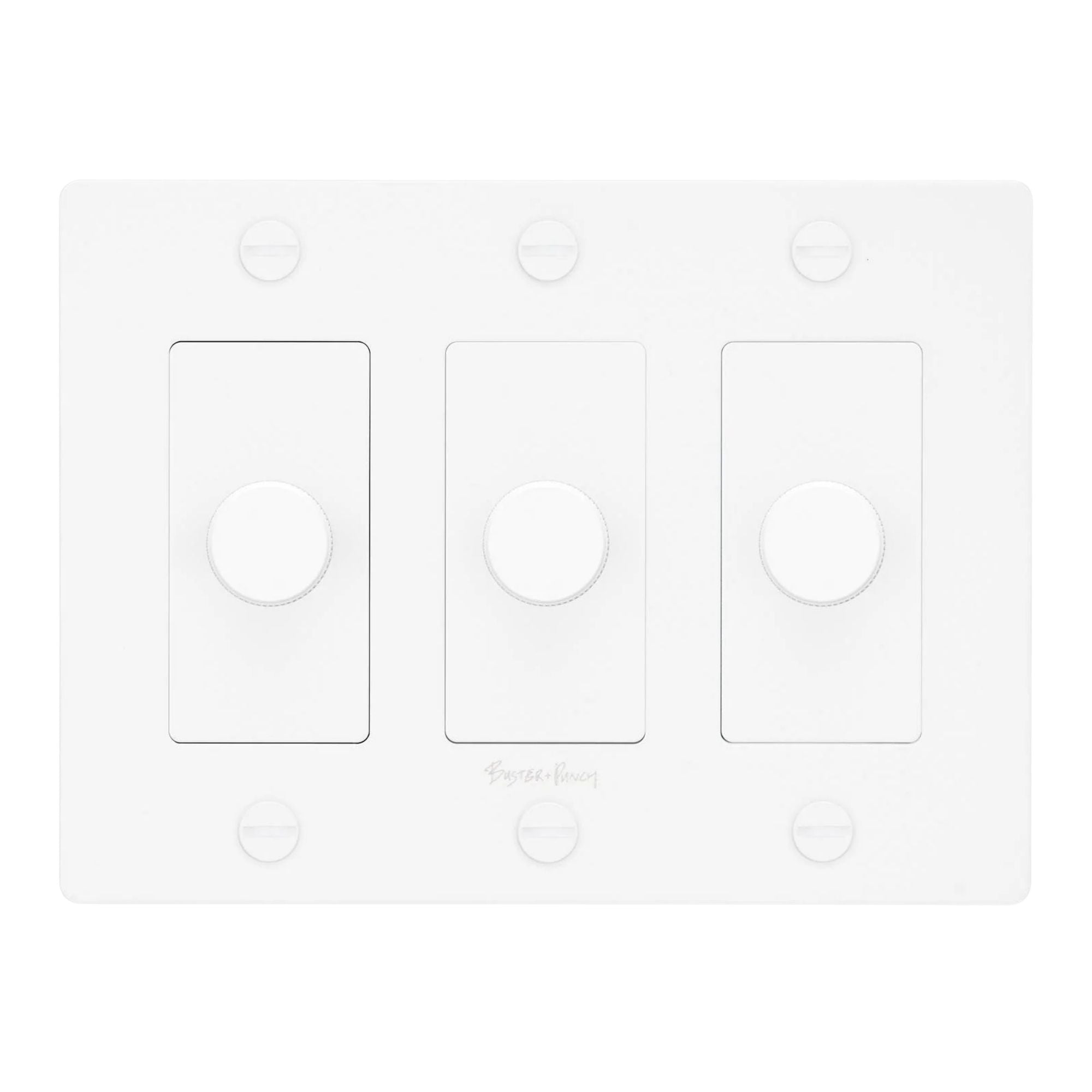 Buster + Punch NDK-144324 Linear 3-Gang LED Dimmer With Logo, 250W, Rotary, White