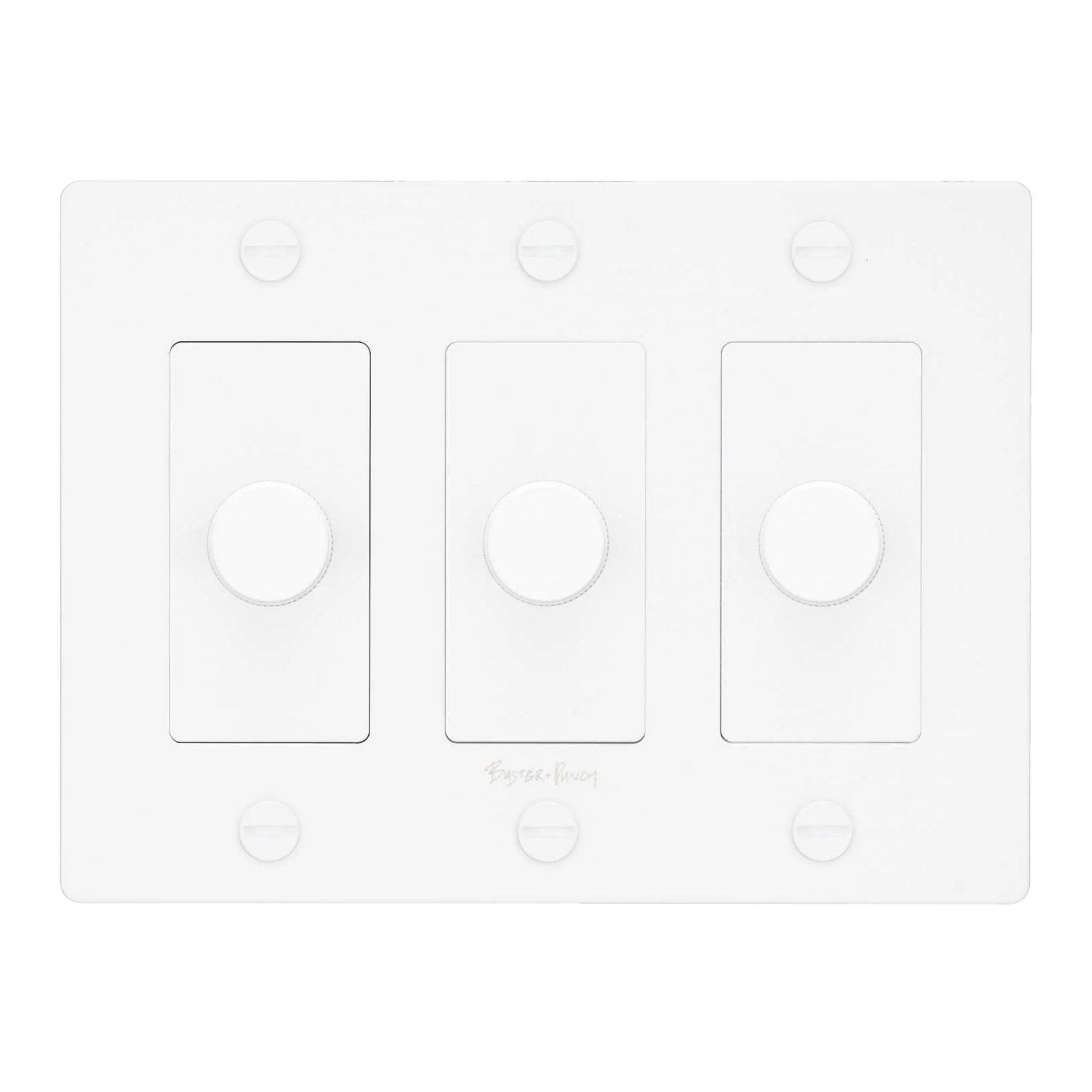 Buster + Punch NDK-144334 Cross 3-Gang LED Dimmer With Logo, 250W, Rotary, White