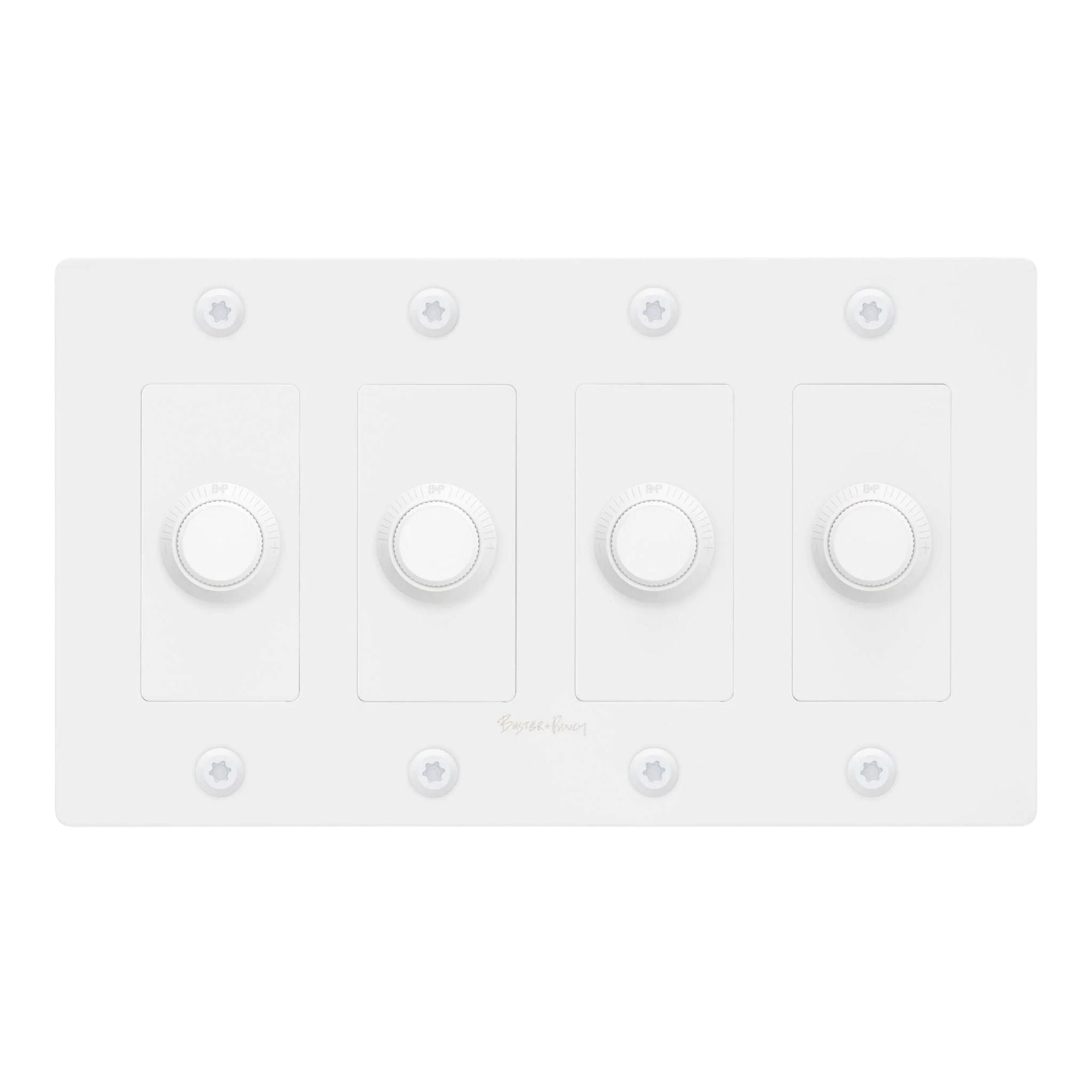 Buster + Punch NDK-144344 Linear 4-Gang LED Dimmer With Logo, 250W, Rotary, White