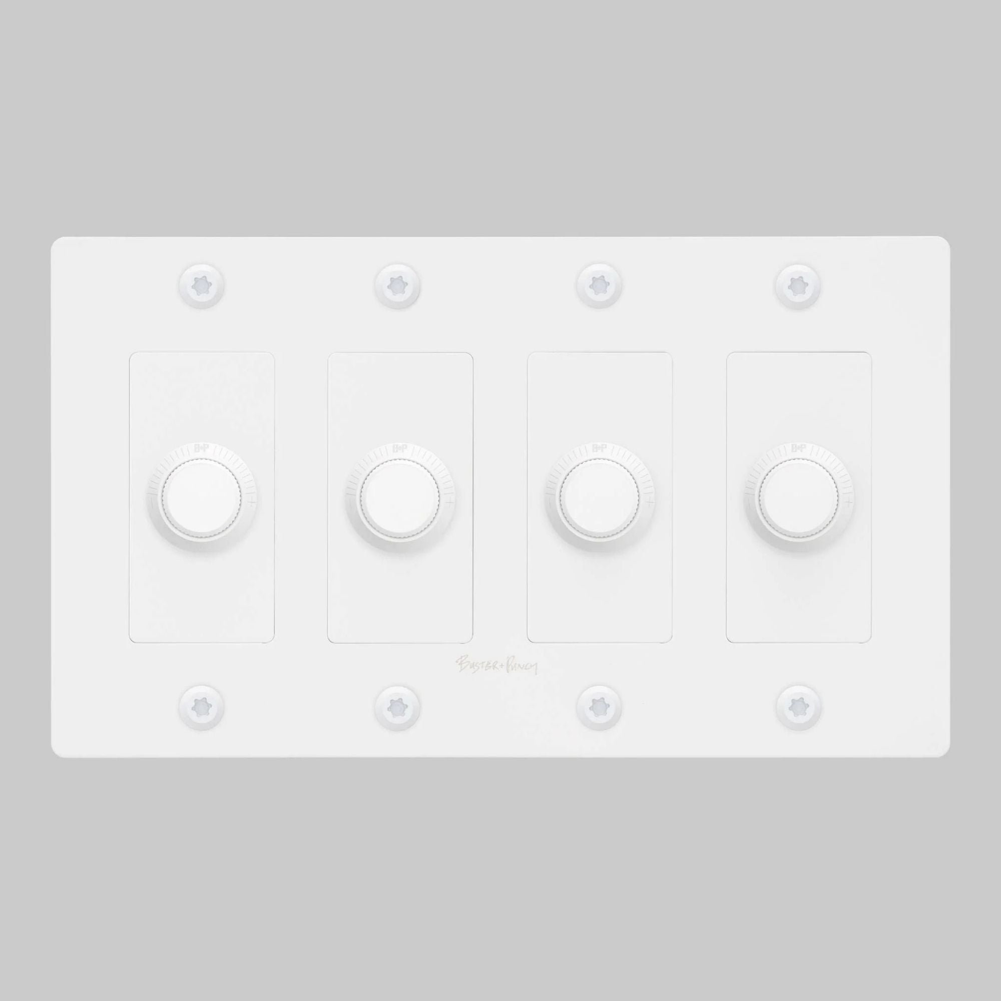 Buster + Punch NDK-144344 Linear 4-Gang LED Dimmer With Logo, 250W, Rotary, White