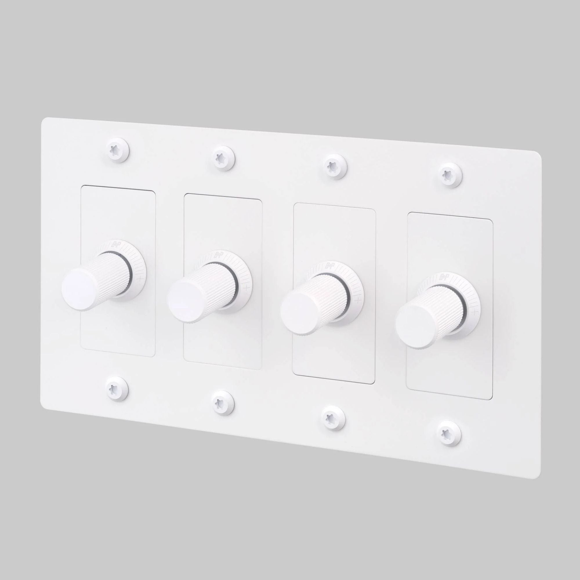 Buster + Punch NDK-144349 Linear 4-Gang LED Dimmer With Logo, 250W, Rotary, White