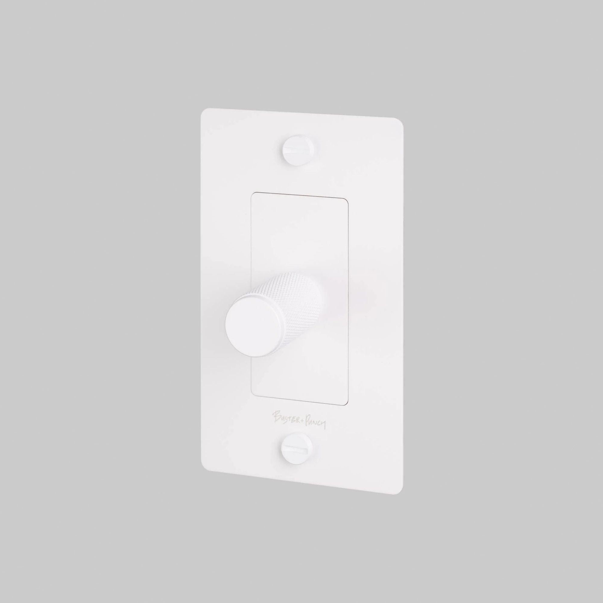 Buster + Punch NDK-144354 Cross 1-Gang LED Dimmer With Logo, 250W, Rotary, White