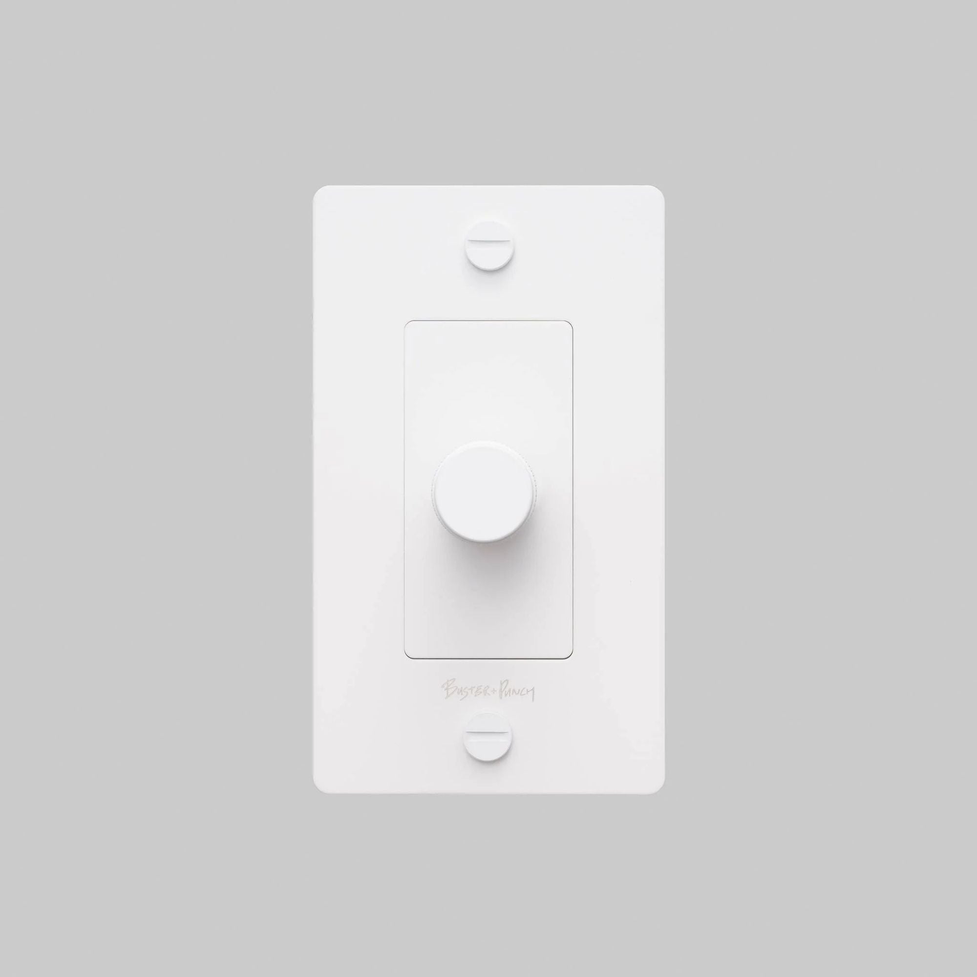 Buster + Punch NDK-144354 Cross 1-Gang LED Dimmer With Logo, 250W, Rotary, White