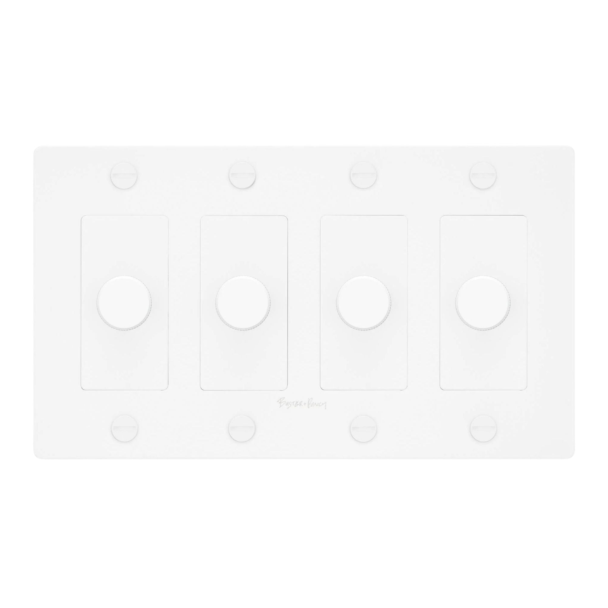 Buster + Punch NDK-144355 Cross 4-Gang LED Dimmer With Logo, Rotary, 250W, White