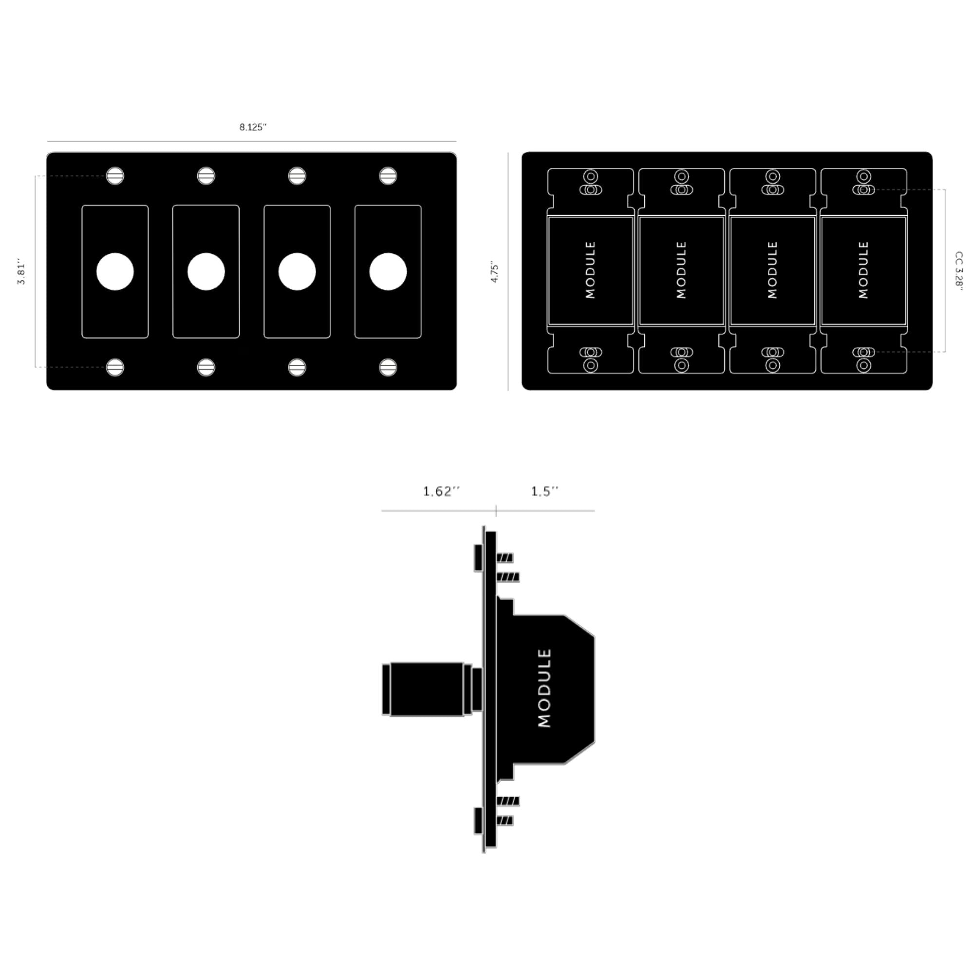 Buster + Punch NDK-144360 Cross 4-Gang LED Dimmer Without Logo, 250W, Rotary, White