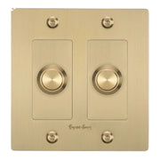 Buster + Punch NDK-424301 Linear 2-Gang LED Dimmer With Logo, 250W, Rotary, Brass